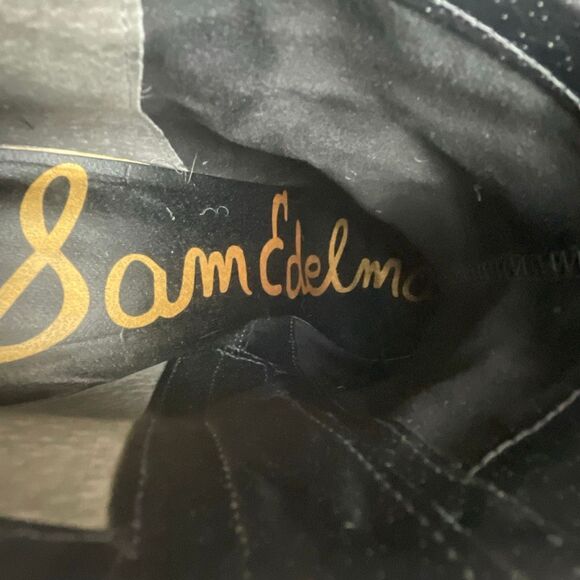 Sam Edelman Suede Fringe Trim Ankle Boots 8.5 Black - Picture 8 of 10